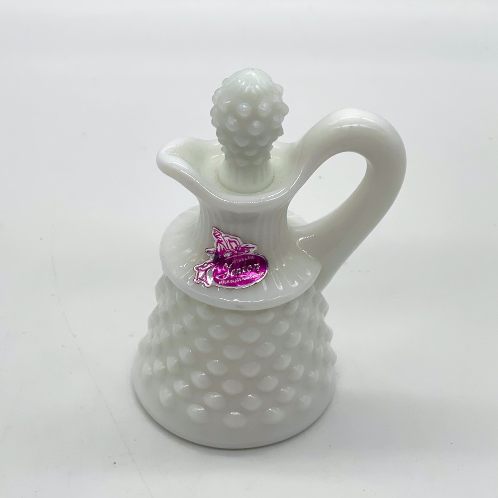 Fenton Hobnail White Milk Glass Small Oil Cruet Pitcher With Stopper